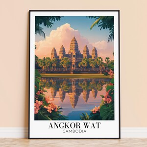 Angkor Wat Print – Cambodia Travel Wall Art, Temple Poster, Framed or Unframed Home Decor, Wedding and Housewarming Gift, Personalised