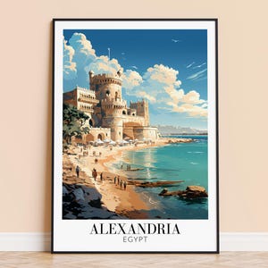 Alexandria Print – Egypt Travel Wall Art, Mediterranean Poster, Framed or Unframed Home Decor, Wedding and Housewarming Gift, Personalised
