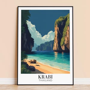 Krabi Print – Thailand Travel Wall Art, Krabi Coastal Poster, Framed or Unframed Home Decor, Wedding and Housewarming Gift, Personalised