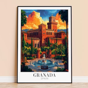 Granada Print – Spain Travel Wall Art, Granada Poster, Framed or Unframed Home Decor, Wedding and Housewarming Gift, Personalised