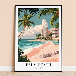 Palm Beach Print – USA Wall Art Poster, Beach Print, Home Decor, Wedding & Housewarming Gift, Framed or Unframed, Personalised