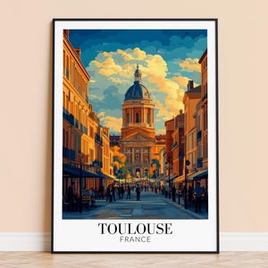 Impression Toulouse - Tenture murale de voyage Toulouse France - Décoration d'intérieur - Cadeau pour les amateurs d'art - Poster mural Toulouse
