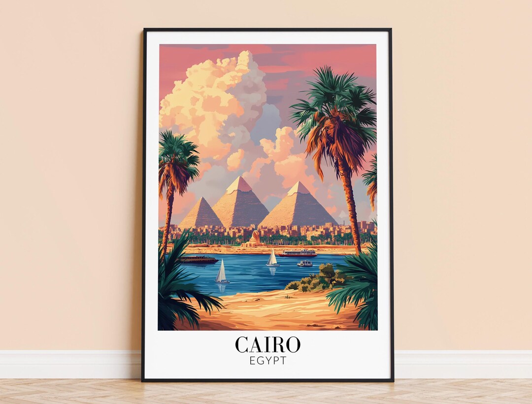 Cairo Print – Egypt Travel Wall Art, Cairo Pyramids Poster, Framed or ...