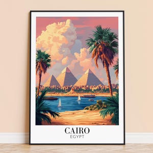 Cairo Print – Egypt Travel Wall Art, Cairo Pyramids Poster, Framed or Unframed Home Decor, Wedding and Housewarming Gift, Personalised