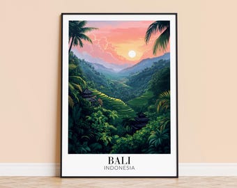 Bali Rice Terraces Print – Indonesian Travel Poster, Tropical Wall Art