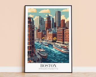 Boston Cityscape Art Print – USA Travel Poster, Home Decor
