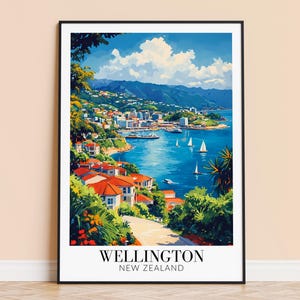 Wellington Print – New Zealand Wall Poster, Wellington Travel Print, Home Decor, Wedding Housewarming Gift, Framed Unframed, Personalised
