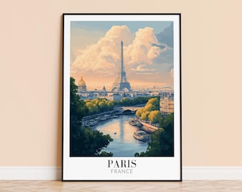 Lámina de la Torre Eiffel de París – Póster de viaje a Francia, regalo personalizado