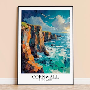 Cornwall Print – England Travel Wall Art, Cornwall Poster, Framed or Unframed Home Decor, Wedding and Housewarming Gift, Personalised