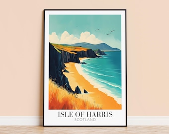 Isle of Harris Scotland Print – Coastal Travel Poster, Personalized Gift