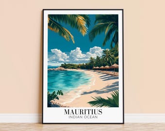 Mauritius Print – Mauritius Wall Art Poster, Indian Travel Print, Home Decor, Wedding & Housewarming Gift, Framed or Unframed, Personalised