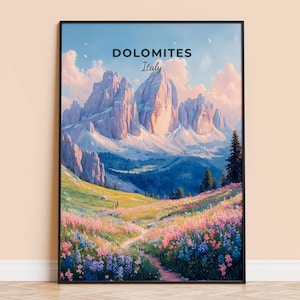 Dolomites Watercolour Print – Italy Travel Wall Art, Dolomites Wall Poster, Framed or Unframed Home Decor, Wedding Gift, Personalised