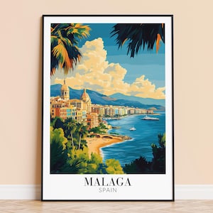 Malaga Print – Spain Wall Art Poster, Costa del Sol Travel Print, Home Decor, Wedding & Housewarming Gift, Framed or Unframed, Personalised