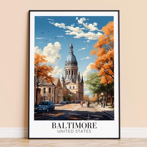 Baltimore Print – USA Travel Wall Art, Baltimore Poster, Framed or Unframed Home Decor, Wedding and Housewarming Gift, Personalised