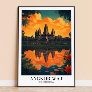 Angkor Wat Print – Cambodia Travel Wall Art, Temple Poster, Framed or Unframed Home Decor, Wedding and Housewarming Gift, Personalised