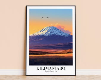 Kilimanjaro Print – Tanzania Travel Wall Art, Mountain Poster, Framed or Unframed Home Decor, Wedding and Housewarming Gift, Personalised