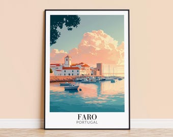 Faro Portugal Travel Poster – Coastal Wall Art, Personalized Gift