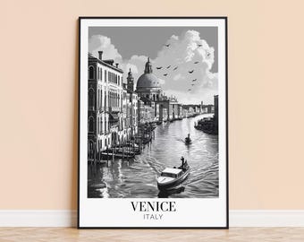 Lámina de góndola de Venecia – Póster de viaje de Italia, regalo personalizado