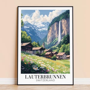 Lauterbrunnen Print - Lauterbrunnen Switzerland Travel Wall Hanging - Home Decoration - Gift for Art Lovers - Lauterbrunnen Wall Poster Art