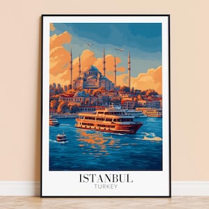 Istanbul Print – Turkey Travel Wall Art, Historic City Poster, Framed or Unframed Home Decor, Wedding and Housewarming Gift, Personalised