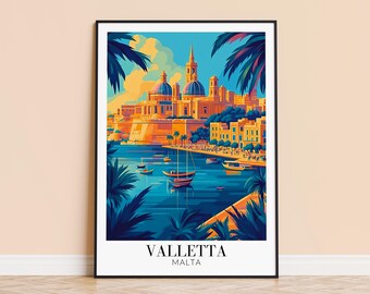 バレッタ（マルタ）プリント – カラフルな街並みの旅行ポスター、パーソナライズギフト