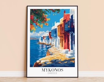 Mykonos Greece Art Print – Personalized Travel Poster, Home Decor