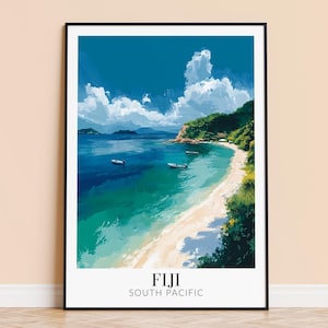 Fiji Print – Pacific Islands Travel Wall Art, Fiji Poster, Framed or Unframed Home Decor, Wedding and Housewarming Gift, Personalised