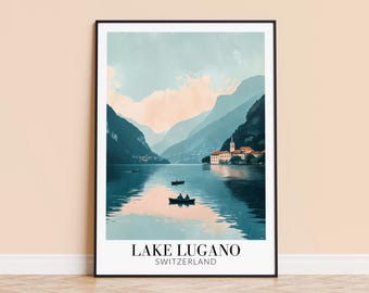 Lake Lugano Switzerland Travel Poster – Personalized Wall Art