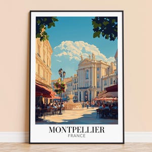 Impression de Montpellier - Tenture murale de voyage Montpellier France - Décoration d'intérieur - Cadeau pour les amateurs d'art - Poster d'art mural Montpellier