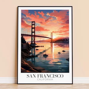 San Francisco Print – USA Wall Art Poster, Golden Gate Travel Print, Home Decor, Wedding Housewarming Gift, Framed or Unframed, Personalised
