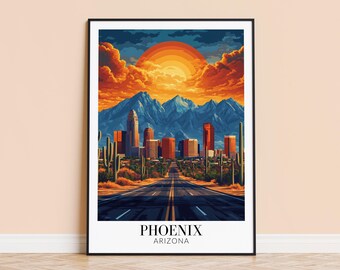 Phoenix Arizona Travel Poster – Desert Wall Art, Personalized Gift