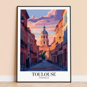 Impression Toulouse - Tenture murale de voyage Toulouse France - Décoration d'intérieur - Cadeau pour les amateurs d'art - Poster mural Toulouse