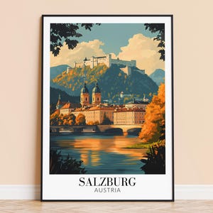 Salzburg Print – Austria Wall Art Poster, Salzburg Travel Print, Home Decor, Wedding & Housewarming Gift, Framed or Unframed, Personalised