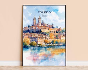 Toledo Spain Watercolor Print – Travel Wall Art, Personalized Gift