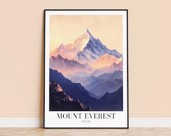 Stampa del Monte Everest – Poster di viaggio del Nepal, regalo personalizzato