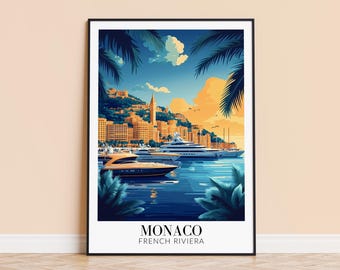 Monaco French Riviera Print – Personalized Travel Poster, Home Decor