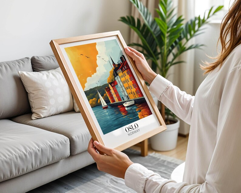 Stampa artistica di Oslo, Norvegia – Poster di viaggio scandinavo, regalo personalizzato immagine 3