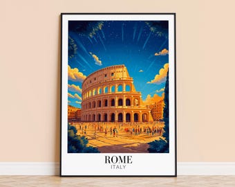 Stampa artistica del Colosseo di Roma – Poster di viaggio sull'Italia, regalo personalizzato