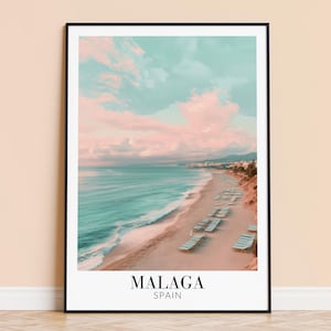 Malaga Print – Spain Wall Art Poster, Costa del Sol Travel Print, Home Decor, Wedding & Housewarming Gift, Framed or Unframed, Personalised