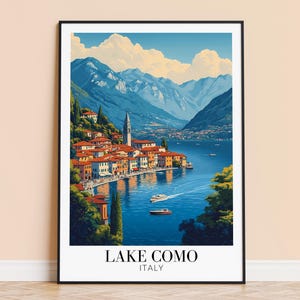 Comer See Druck - Italien Wand Kunst Poster, Comer See Reise Druck, Home Decor, Hochzeit & Einweihungsgeschenk, gerahmt oder ungerahmt, personalisiert