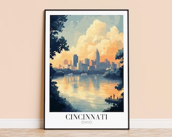 Cincinnati Skyline Art Print – Ohio Travel Poster