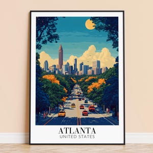 Atlanta Print – USA Travel Wall Art, City Poster, Framed or Unframed Home Decor, Wedding and Housewarming Gift, Personalised