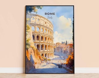 Impressão em aquarela de Roma, Itália – Pôster de viagem, presente personalizado