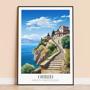 Ohrid Print – North Macedonia Wall Art Poster, Balkan Travel Print, Home Decor, Wedding Housewarming Gift, Framed or Unframed, Personalised