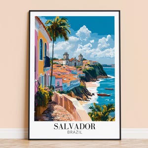 Salvador Print – Brazil Wall Art Poster, Bahia Coastal Print, Home Decor, Wedding & Housewarming Gift, Framed or Unframed, Personalised