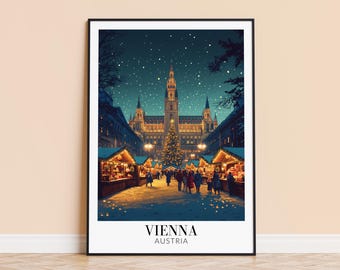 Vienna Christmas Market Print – Austria Wall Art Poster, Weihnachtsmarkt Print, Home Decor, Wedding Gift, Framed or Unframed, Personalised
