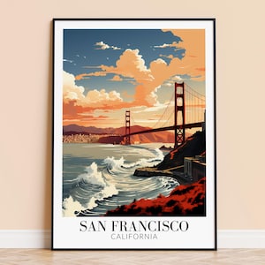 San Francisco Print – USA Wall Art Poster, Golden Gate Travel Print, Home Decor, Wedding Housewarming Gift, Framed or Unframed, Personalised