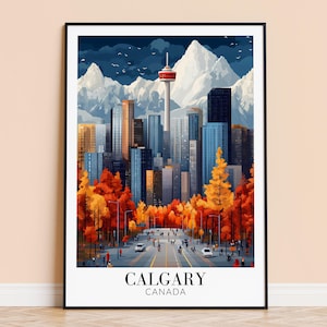 Calgary Print – Canada Travel Wall Art, Calgary Poster, Framed or Unframed Home Decor, Wedding and Housewarming Gift, Personalised