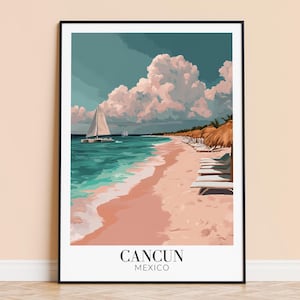 Cancun Print – Mexico Travel Wall Art, Cancun Beach Poster, Framed or Unframed Home Decor, Wedding and Housewarming Gift, Personalised