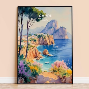 Capri Watercolor Print – Italy Travel Wall Art, Capri Poster, Framed or Unframed Home Decor, Wedding and Housewarming Gift, Personalised